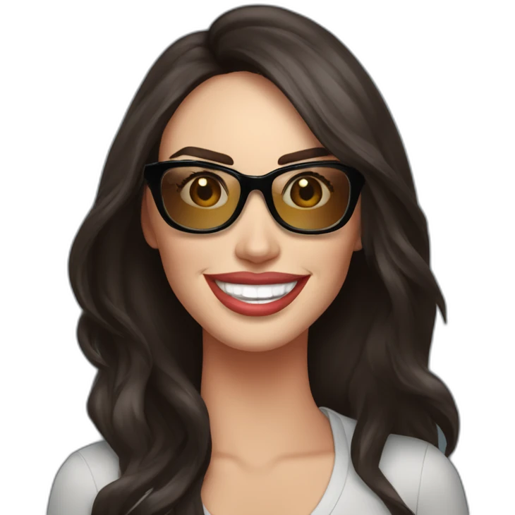 Megan Fox sonriente con lentes y dedo pulgadar arriba emoji