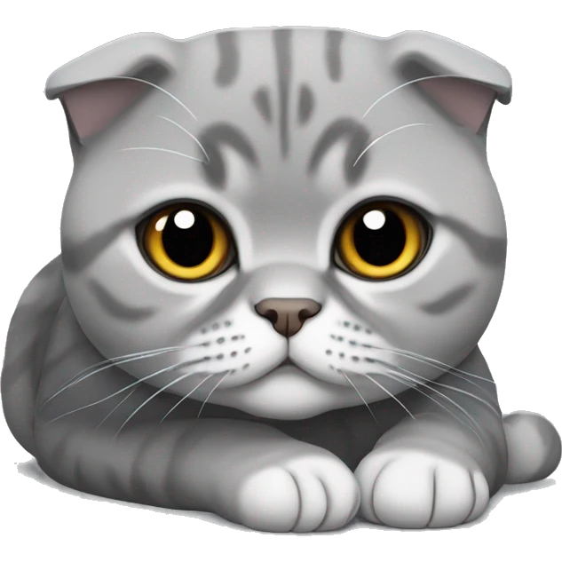 Gray Scottish fold laying emoji