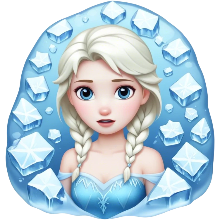 Frozen girl in ice frozen ice emoji