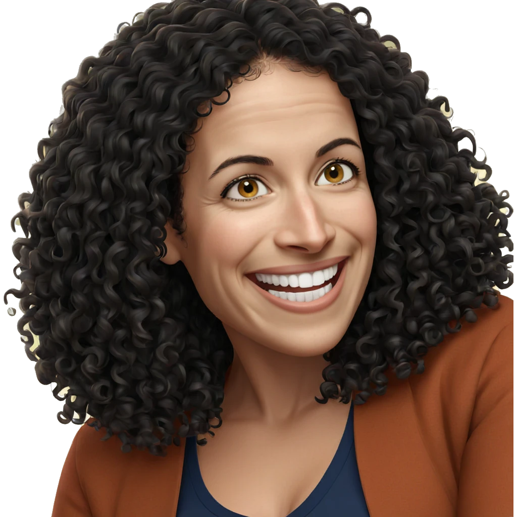 smiling girl with curly hair emoji