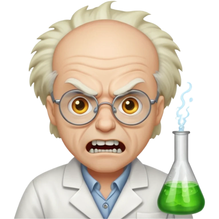Angry balding Snaggletoothed mad scientist emoji