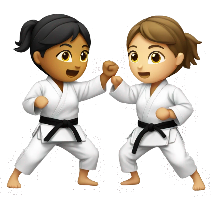 Two Girls fighting doing judo black belt emoji