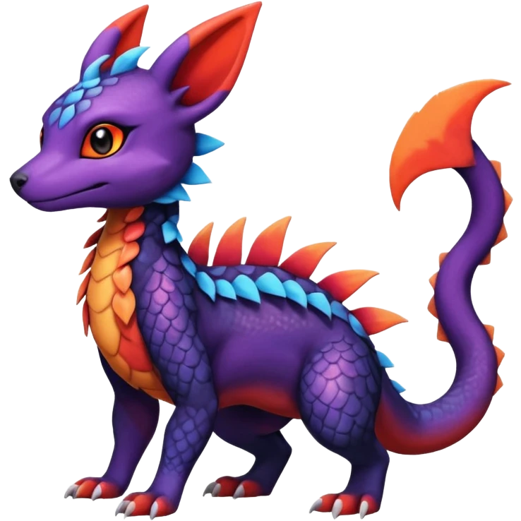 Cute Exotic Colorful Guilmon-Salandit-Umbreon-Quilava-Fakémon-hybrid-creature (full body)  emoji
