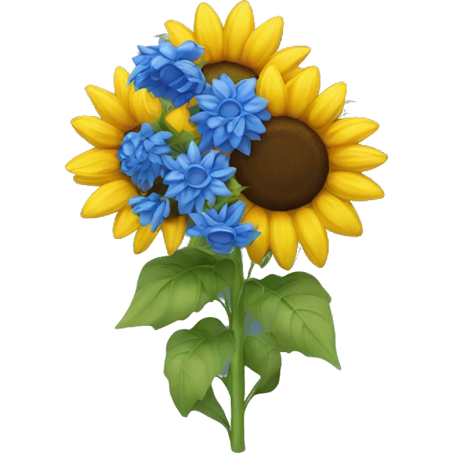Sunflower and blue bonnet bouquet  emoji