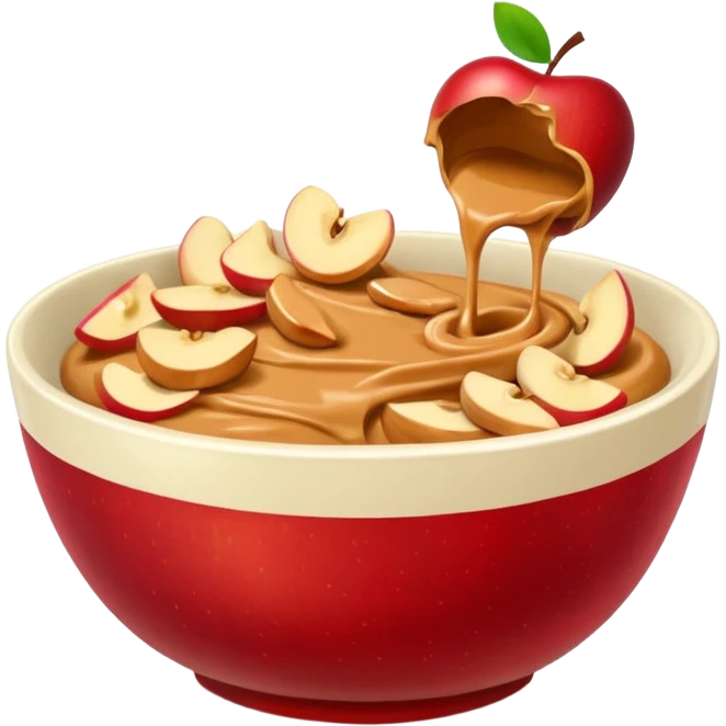 apple pieces in bowl with peanutbutter emoji