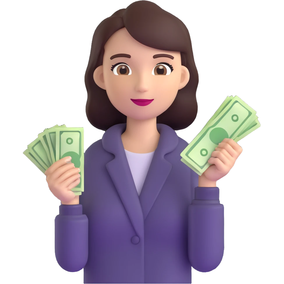 yellow woman with money emoji