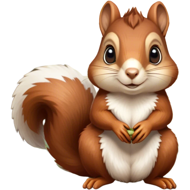 Cinematic Noble Squirrel Portrait Emoji, Poised and regal, with a nimble, agile build and a lush, well-groomed Fur of rich auburn and cream, deep-set soulful bright eyes, Simplified yet sharp and sophisticated features, highly detailed, glowing with a soft, dignified glow, high shine, intelligent and spry, stylized with an air of woodland charm, focused and attentive, soft glowing outline, capturing the essence of a watchful and confident rodent, so majestic it feels as though it could scamper out of the screen with effortless authority! emoji
