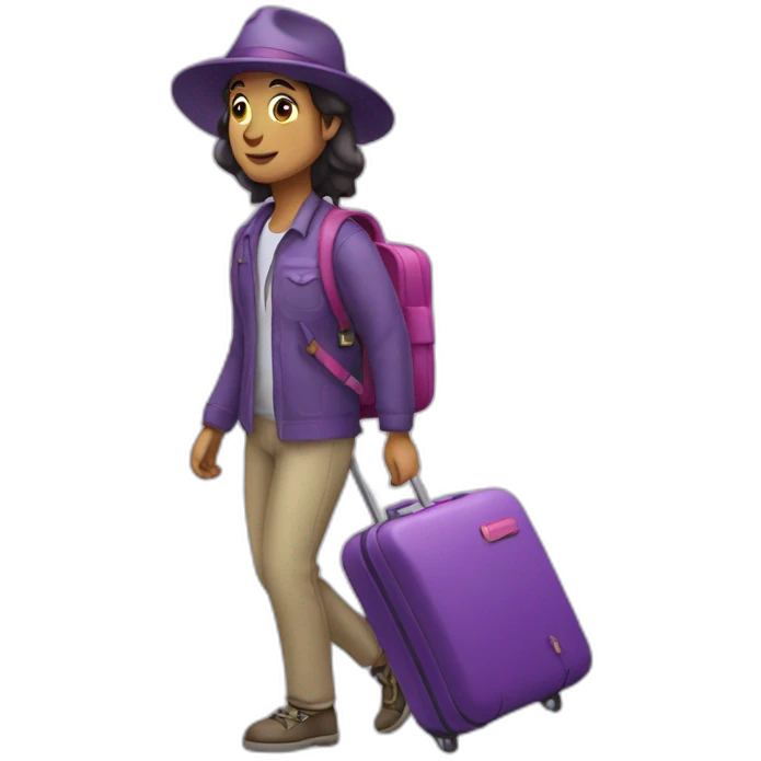 a traveller walking with purple luggage emoji