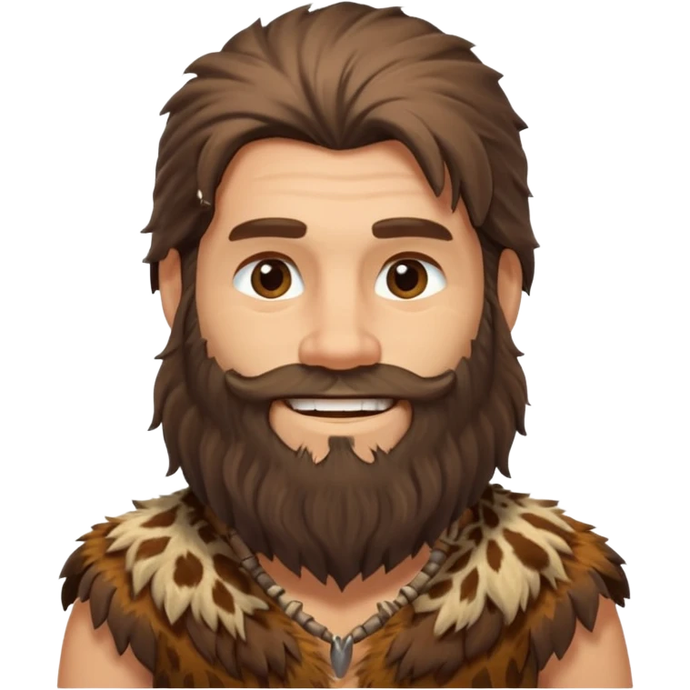 smiling caveman with a beard and animal skin clothing emoji emoji
