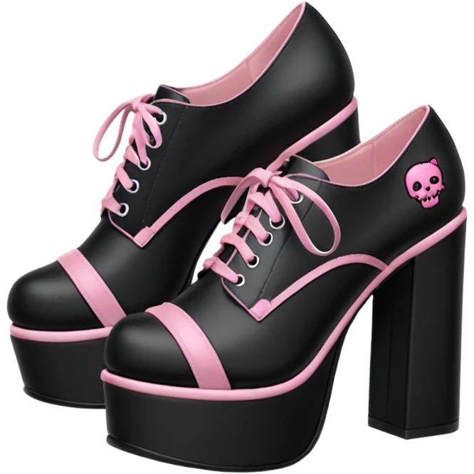 BLACKPINK-inspired gothic shoes, no hearts, black and pink, cute  emoji