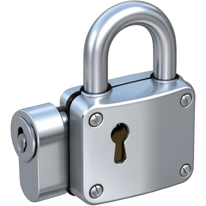 big shiny metal padlock, heavy industrial security lock emoji