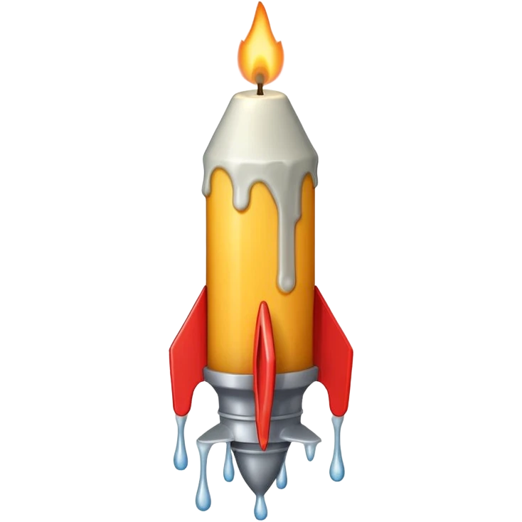 THe candle emoji on a 45* rocket emoji