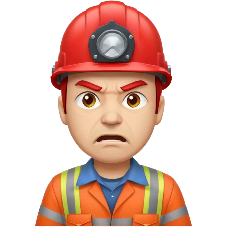 engineer with red helmet, angry expression, annoyance, furious emoji