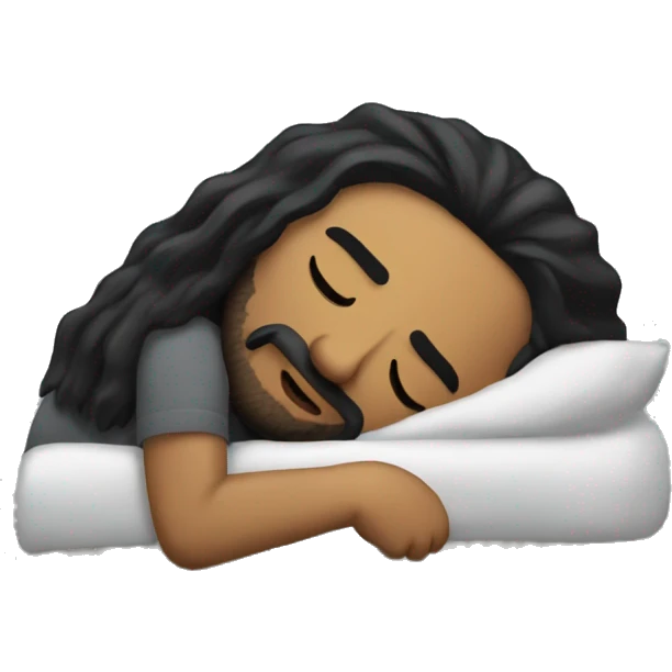 Homeless man with long straight black hair sleeping  emoji