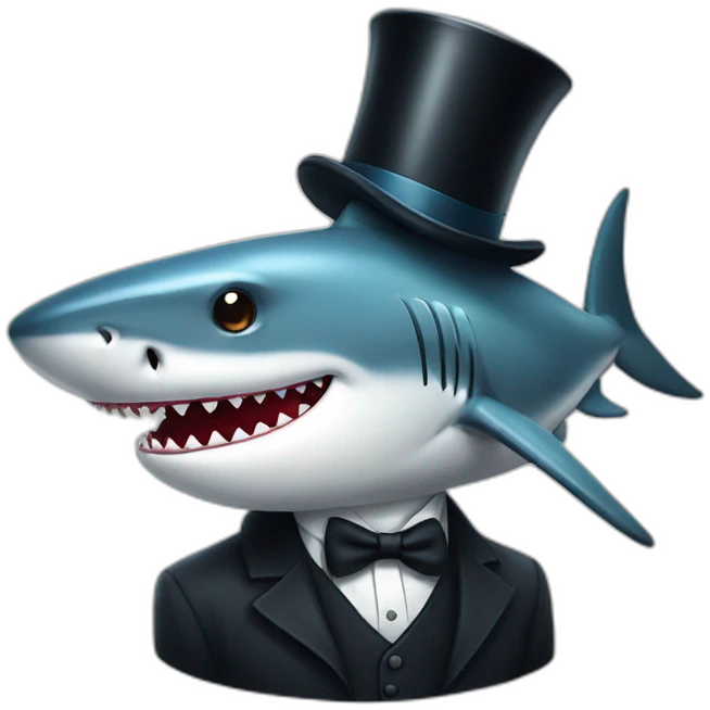 Shark with a top hat emoji