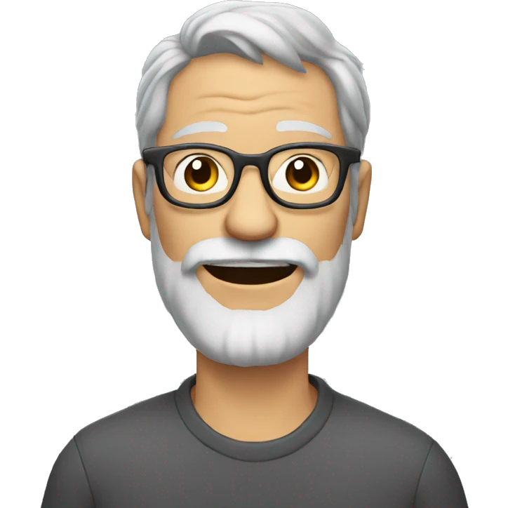 Ugly Mature man with gray hair and beard and glasses emoji
