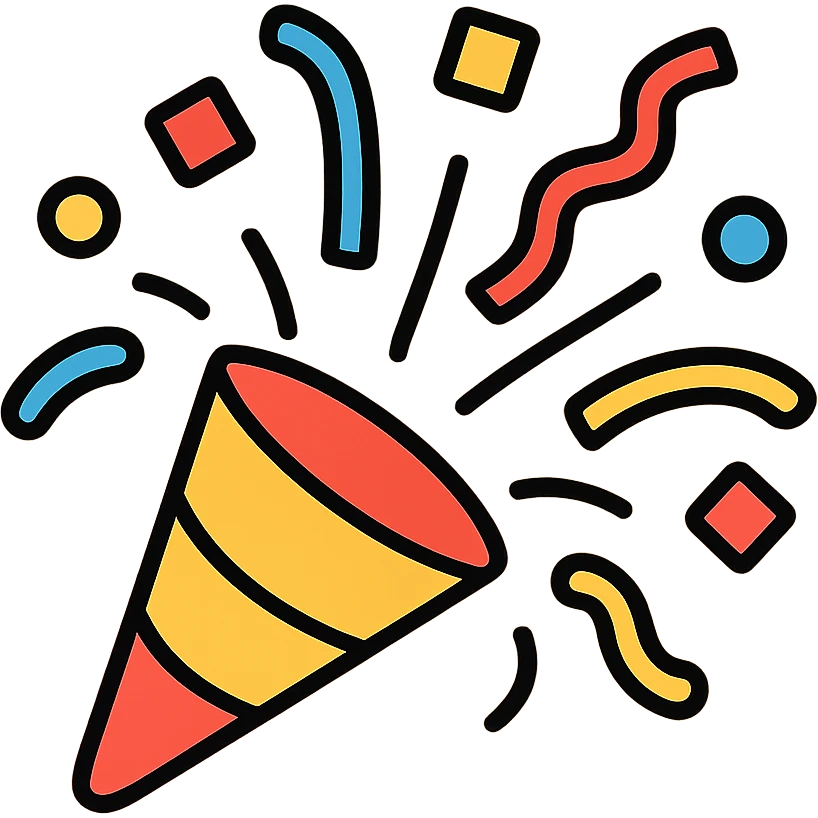 Confetti popping and exploding in celebration, festive paper bits flying outward in an explosion pattern emoji