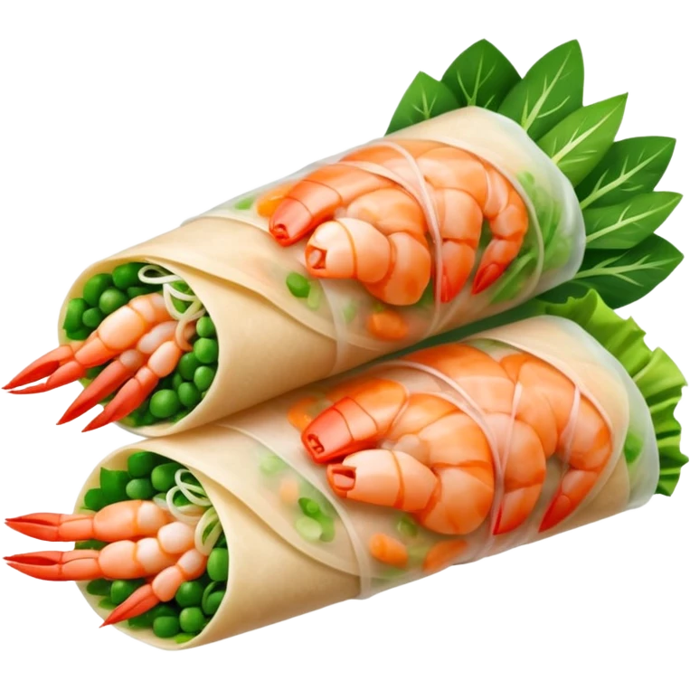 Vietnamese spring roll with a shrimp and green onion emoji