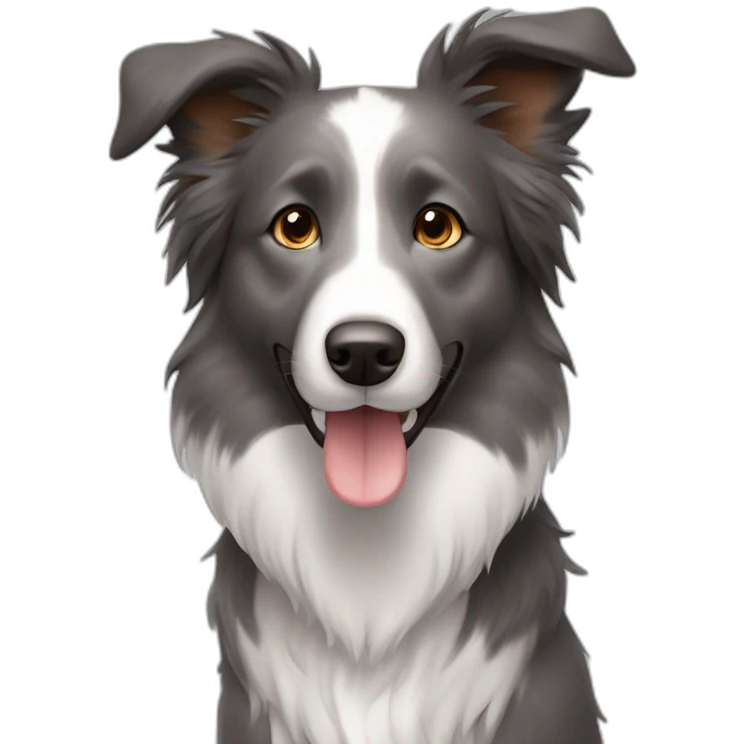 gray colour hair Border collie with Brown eyes emoji