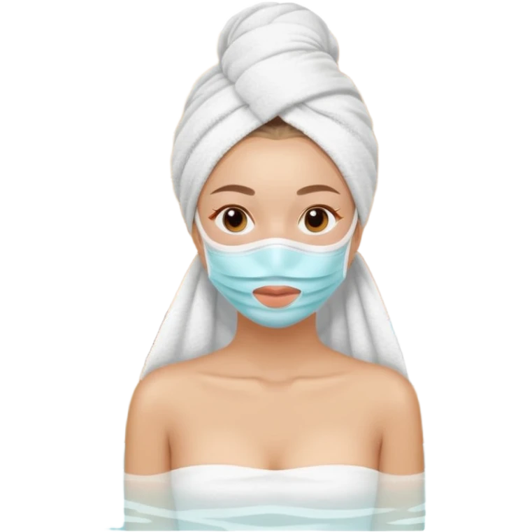 Lady with face mask spa beauty full face relaxing hot emoji