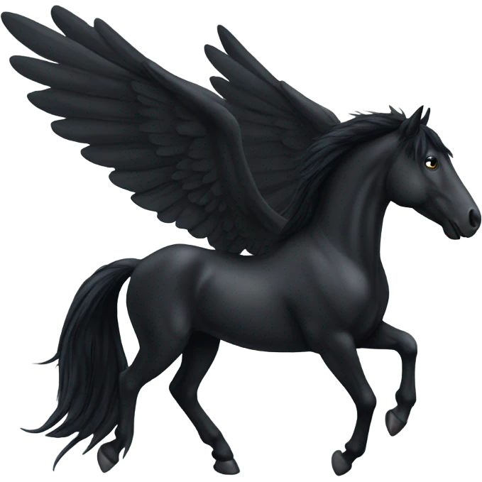 black horse with wings and  long tail emoji