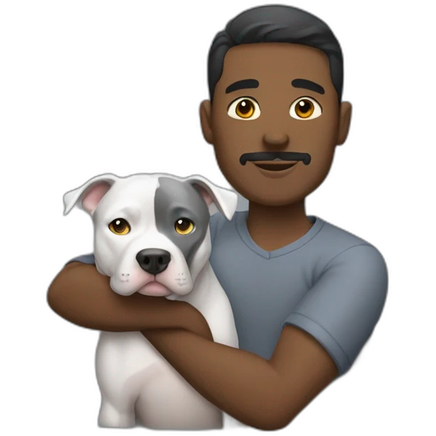 The man who holds the grey pitbul emoji