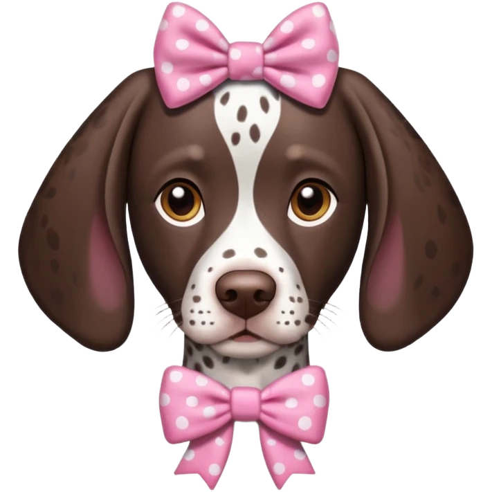 German short haired pointer with pink bow on right ear emoji