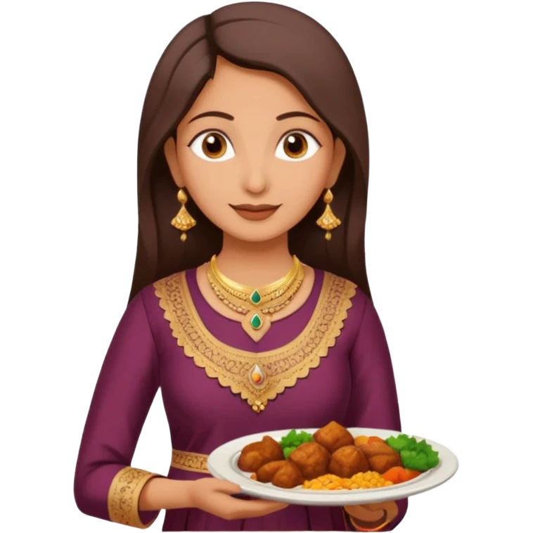 make an indian mom holding a plate of dinner wearing a salwar kameez  emoji