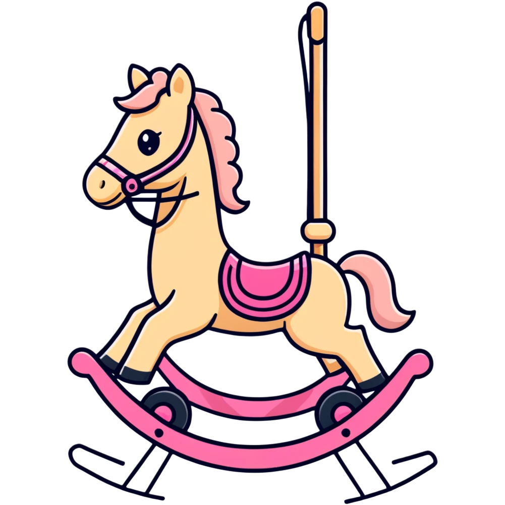 Rocking horse toy with gradient from pink to beige emoji