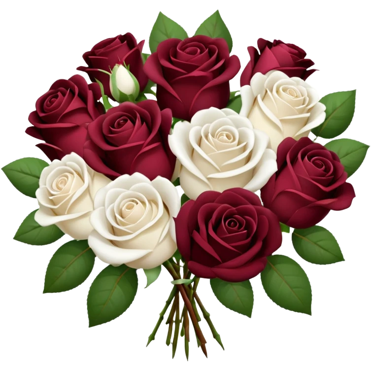 bouquet of burgundy and white roses  emoji