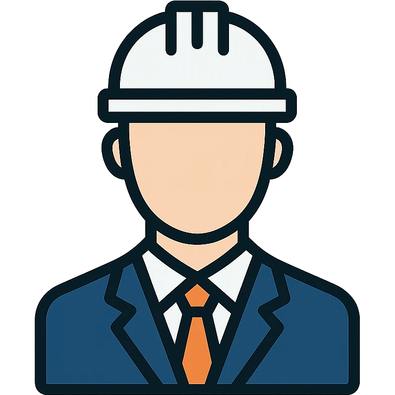 a man in a strict dark blue suit, wearing a white construction helmet on his head emoji