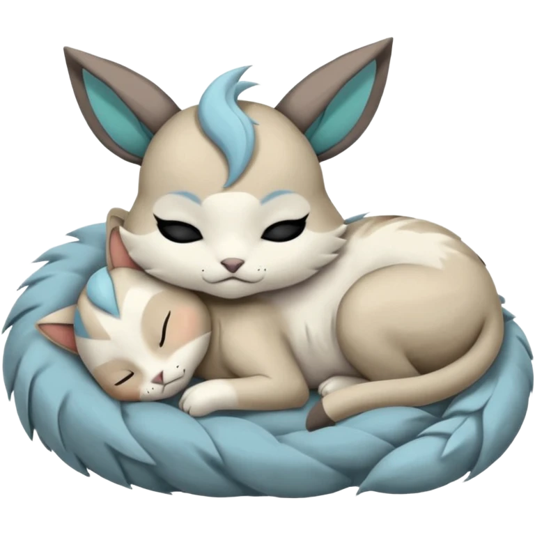 Animalistic tired sleeping snoozing snoring kawaii chibi sleepy happy glad somber mongral Meloetta-Absol-Zekrom-Gatomon-Pteromon-hybrid emoji