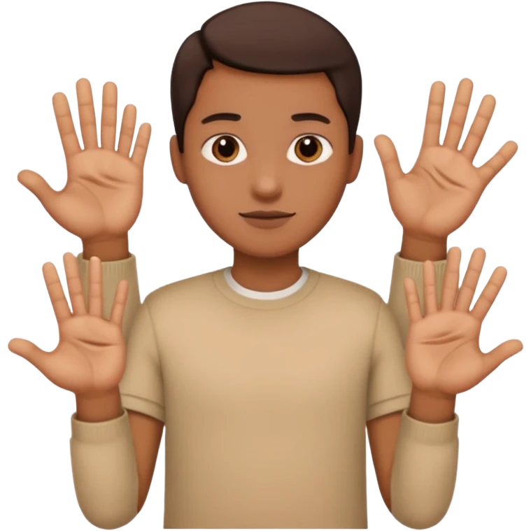 Tête qui a 2 mains l’une qui tient un 6 l’autre un 7 emoji