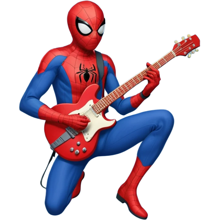 Big spider-man playing in the guitar  emoji