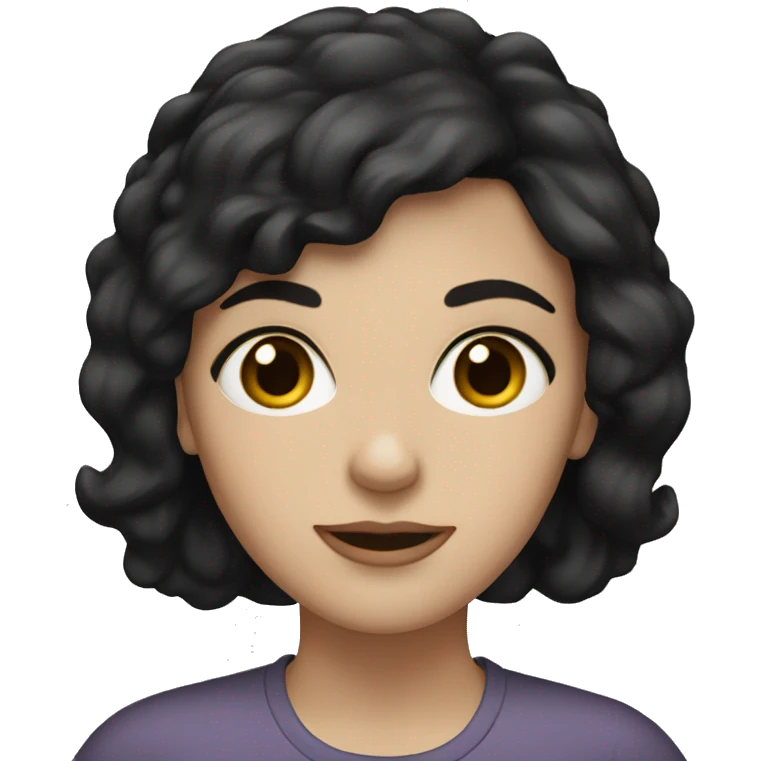 a white woman with black hair and hazel eye color emoji