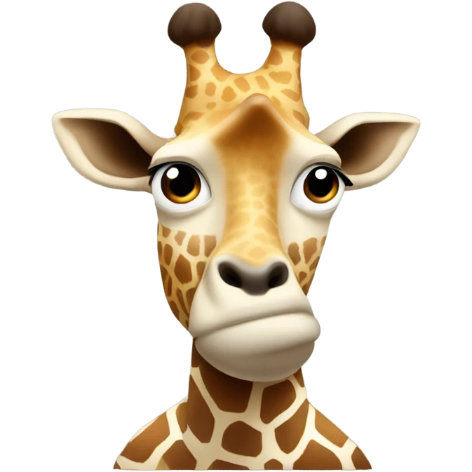 Black guy with a white nose and one white ear and a giraffe on his head emoji
