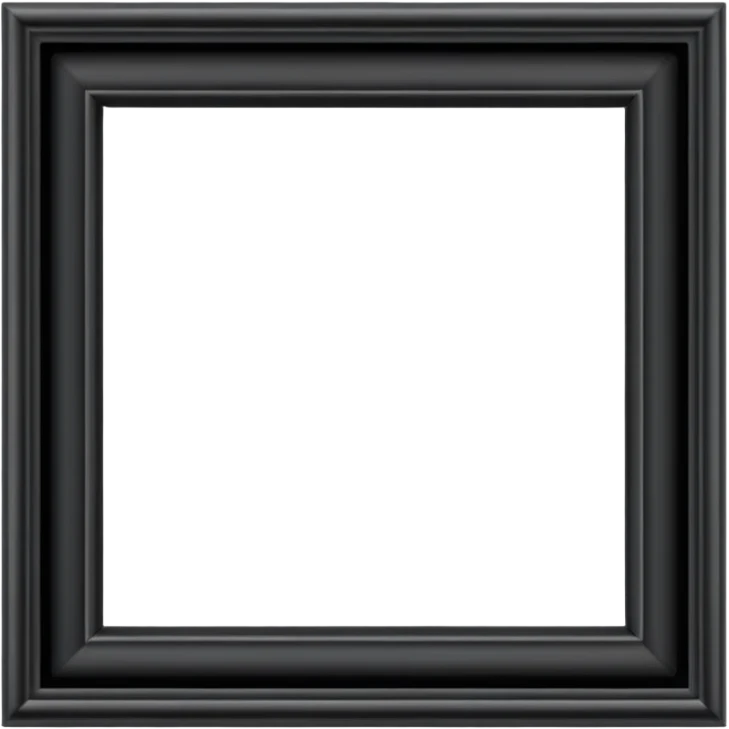 Minimalist emoji-style sticker of an empty rectangular picture frame, with pitch-black center. Clean edges, no texture, grayscale only.
 emoji