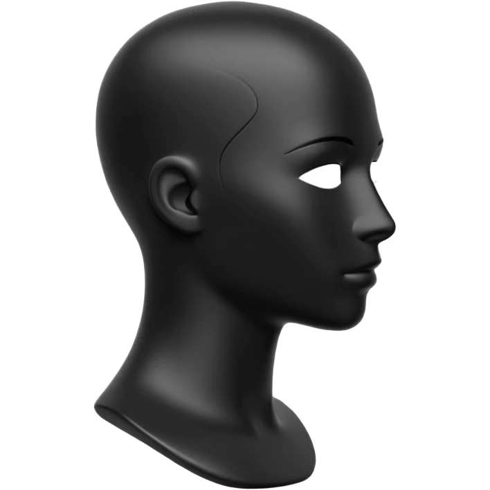Minimalistic flat vector icon, iOS style, thin black contour on white background. Matte black mannequin in profile in 3D monochrome style. emoji
