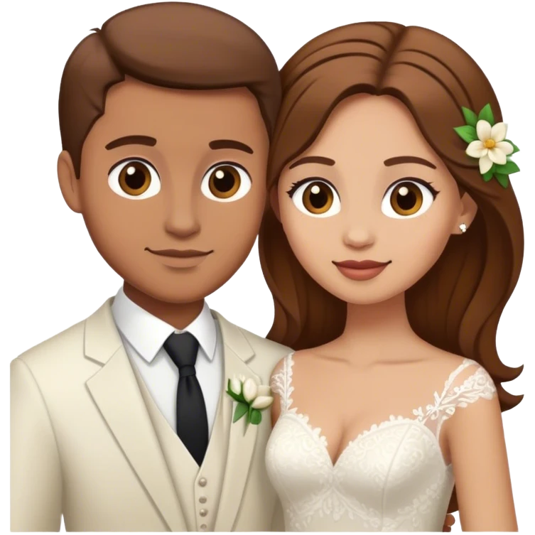 white couple people wedding brown hair emoji