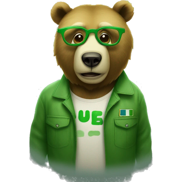 un oso con gafas verdes i esta sorprendido emoji