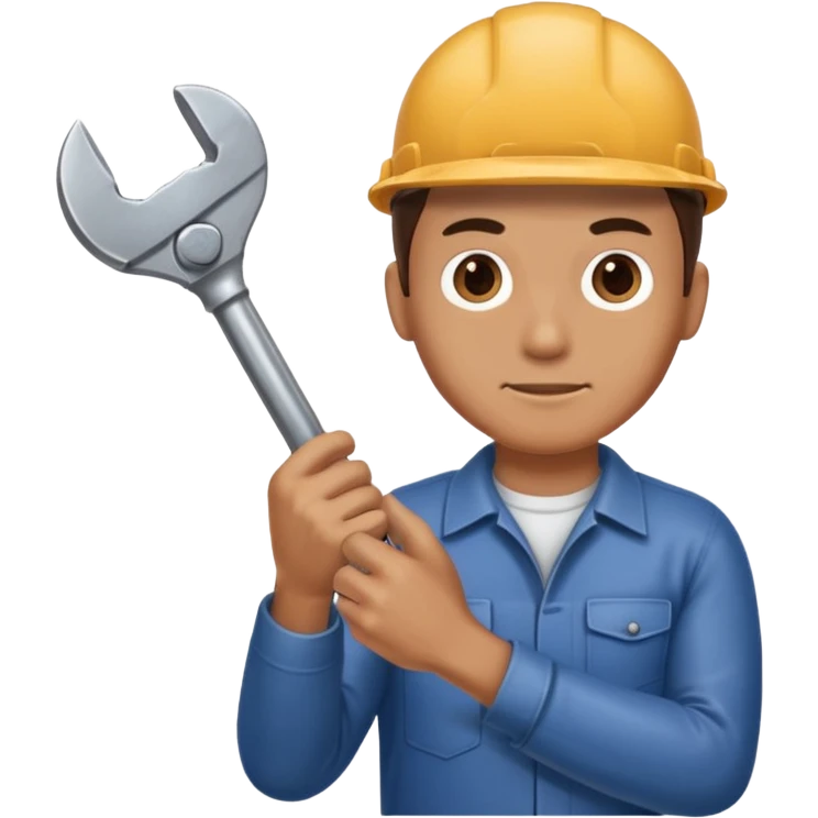 A man's hand holds a wrench emoji