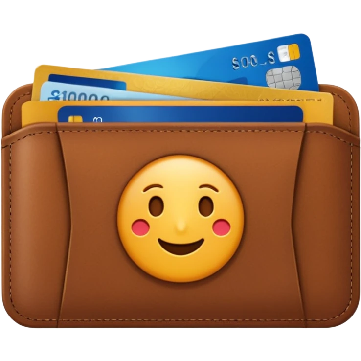 portefeuille marron avec quelques billets et carte bancaire emoji