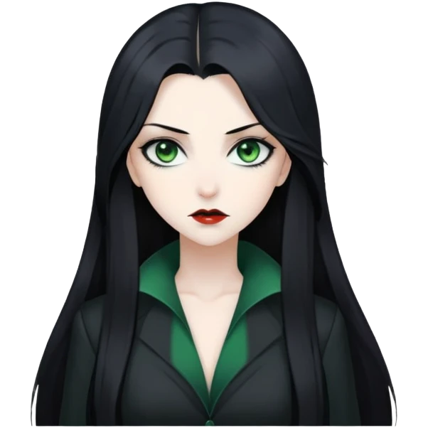 Beautiful ethereal Gorgeous Vampiric Edgy Anime Lady With Black grey green  emoji