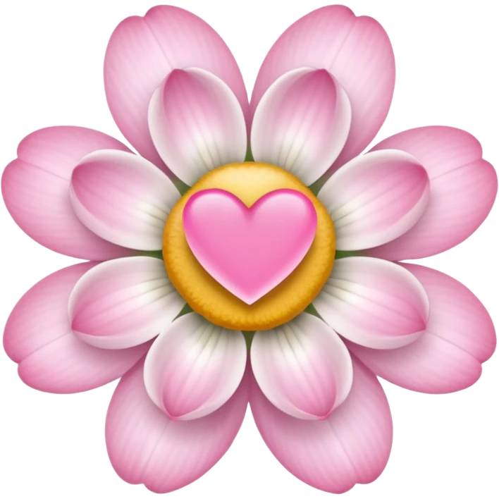 white flower with mini pink heart center emoji