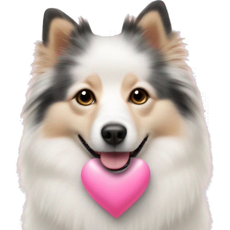 White and blonde spots spitz in a pink heart emoji
