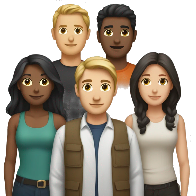 Core group 7 people, 5 men 2 wome emoji