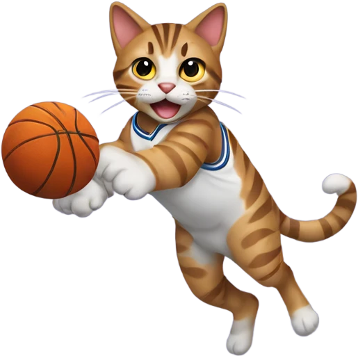 Tabby cat dunking a basketball emoji