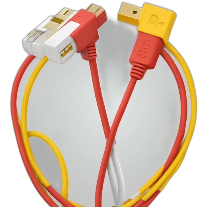 red, yellow and white cables (RCA cables/Composite video cables) emoji