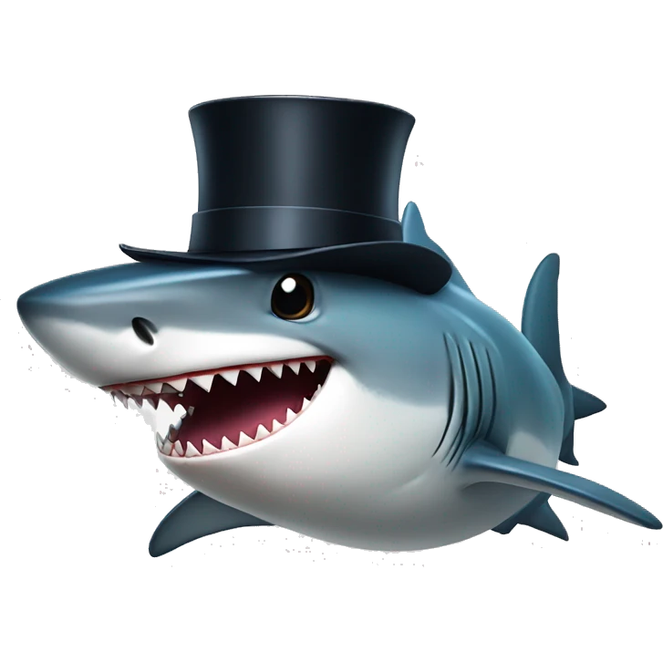 Shark with a top hat emoji