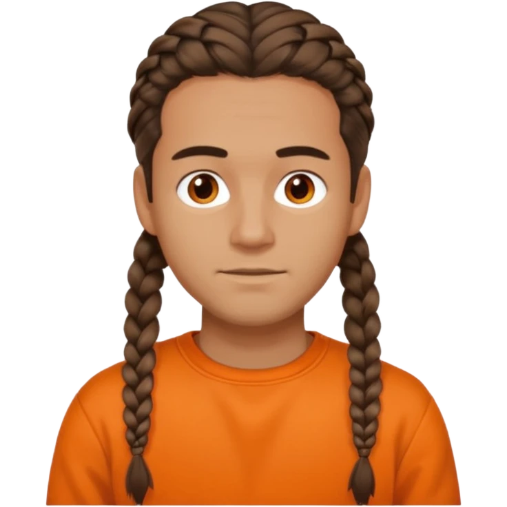 men and, haired, braided, brunet, orange sweatshirt emoji